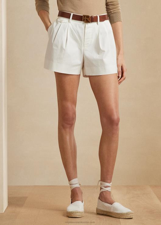 shorts brennon de algodón lavado con pliegues mujer blanco Ralph Lauren 2XR2V3525