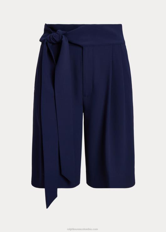 shorts de georgette con pliegues y pernera ancha mujer azul marino refinado Ralph Lauren 2XR2V4030