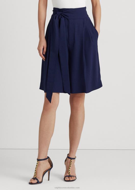 shorts de georgette con pliegues y pernera ancha mujer azul marino refinado Ralph Lauren 2XR2V4030