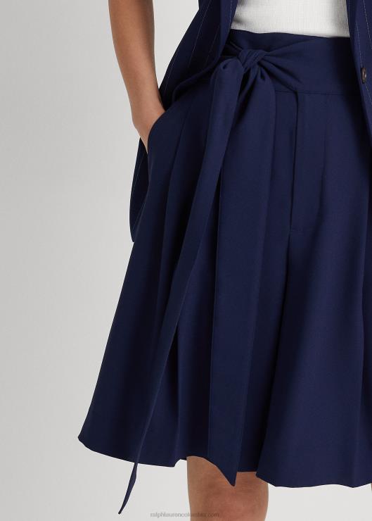 shorts de georgette con pliegues y pernera ancha mujer azul marino refinado Ralph Lauren 2XR2V4030