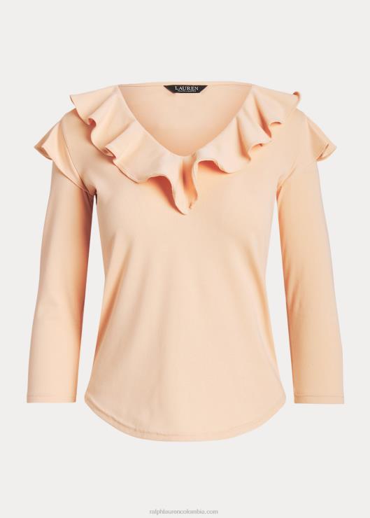 top con cuello de pico y ribete de volantes mujer Rosa palido Ralph Lauren 2XR2V4036