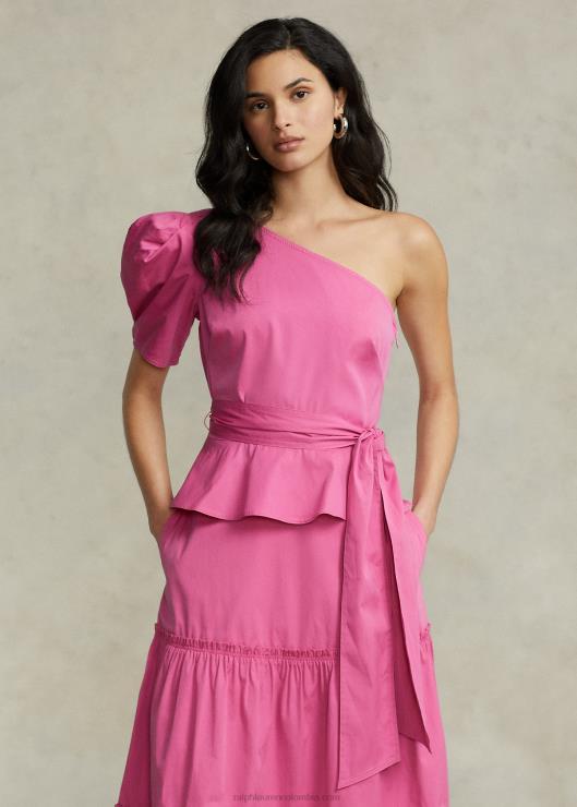top de algodón con cinturón y un solo hombro mujer fucsia caliente Ralph Lauren 2XR2V2995