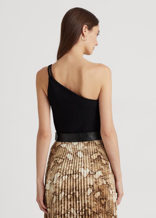 top de mezcla de algodón con un solo hombro mujer negro Ralph Lauren 2XR2V4895