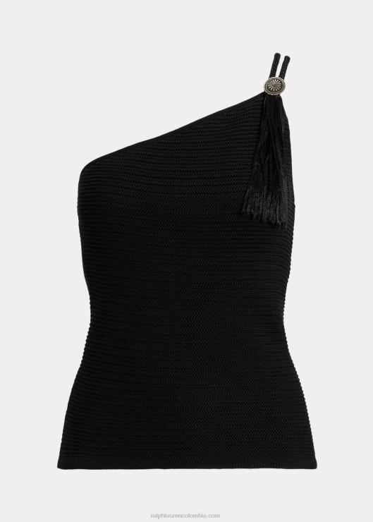 top de mezcla de algodón con un solo hombro mujer negro Ralph Lauren 2XR2V9509
