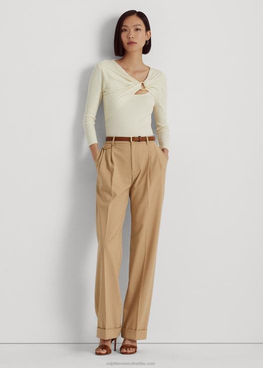 top tejido de canalé con anillas en la parte delantera mujer crema de mascarpone Ralph Lauren 2XR2V4454