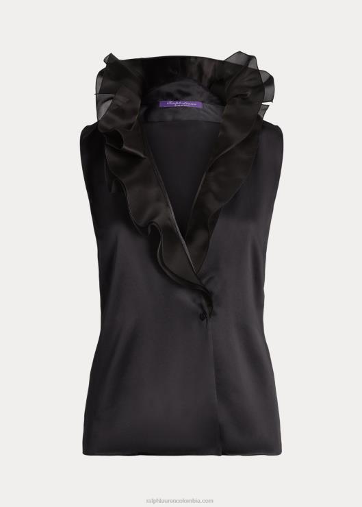 blusa carlynn con ribete de volantes mujer negro Ralph Lauren 2XR2V3577