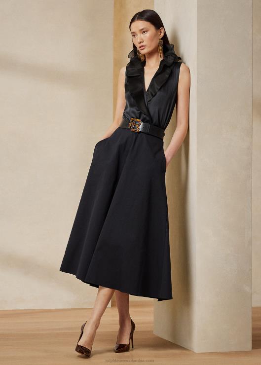 blusa carlynn con ribete de volantes mujer negro Ralph Lauren 2XR2V3577