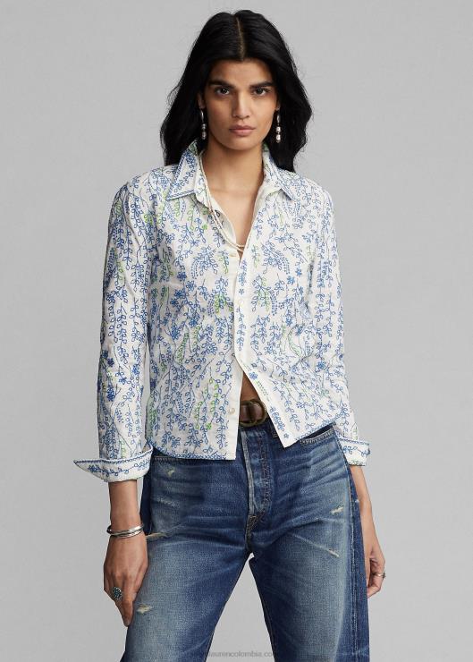 blusa con bordado floral mujer crema/multi Ralph Lauren 2XR2V3644