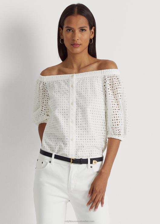 blusa con hombros descubiertos y ojales mujer blanco Ralph Lauren 2XR2V4366