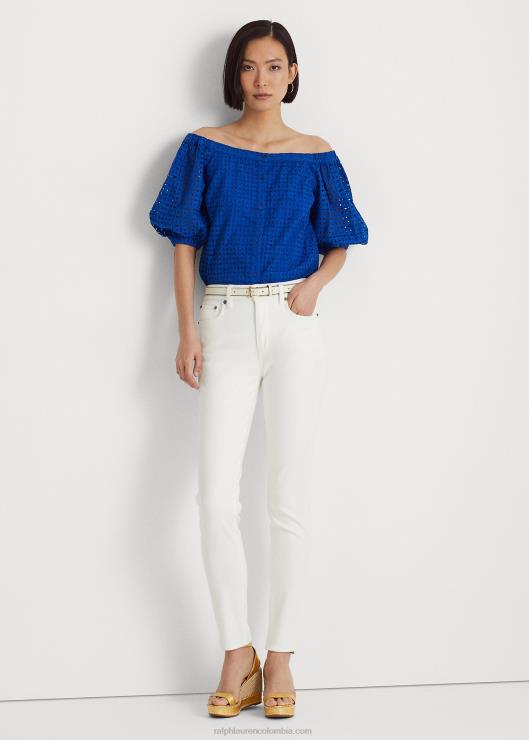 blusa con hombros descubiertos y ojales mujer saturno azul Ralph Lauren 2XR2V3914
