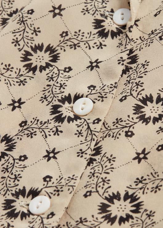 blusa de crepé de seda floral mujer crudo/negro Ralph Lauren 2XR2V3627