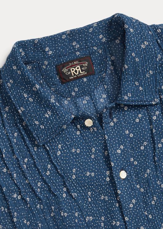 blusa de gasa de algodón arrugado floral mujer azul Ralph Lauren 2XR2V3652