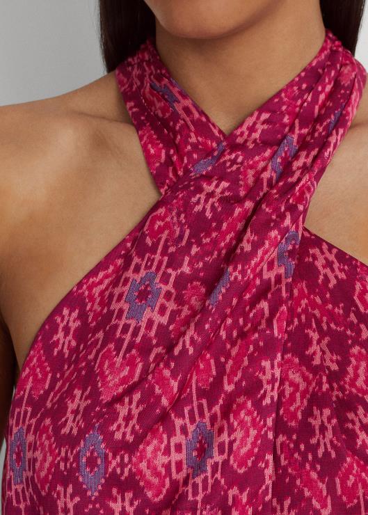 blusa halter con estampado geométrico mujer fucsia multi Ralph Lauren 2XR2V4301