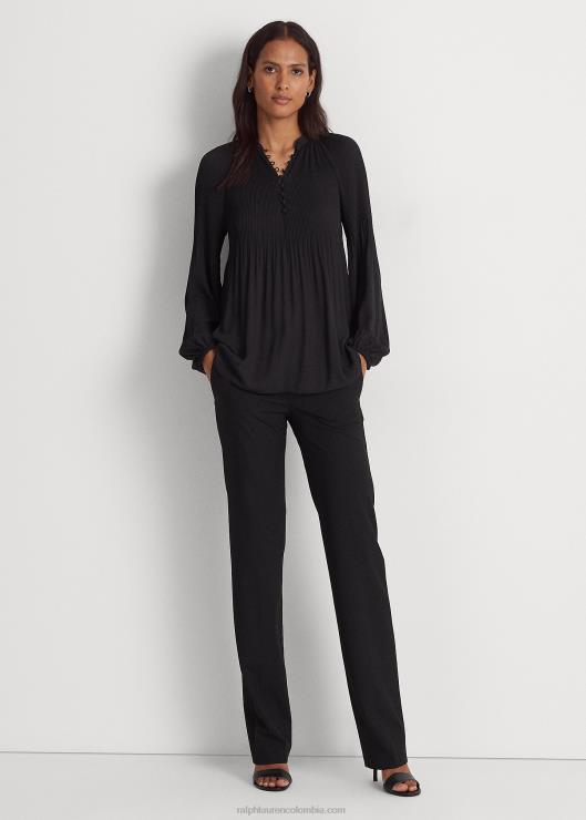 blusa plisada de georgette mujer negro Ralph Lauren 2XR2V4184