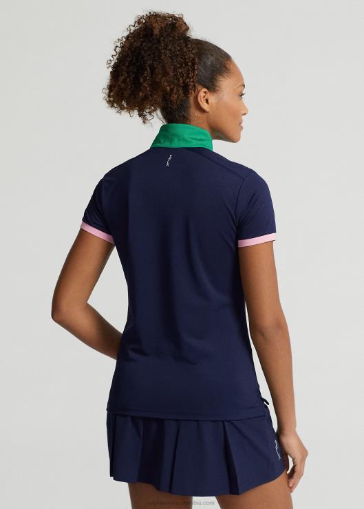 camisa de piqué con cremallera de un cuarto mujer azul marino refinado/verde crucero Ralph Lauren 2XR2V9383