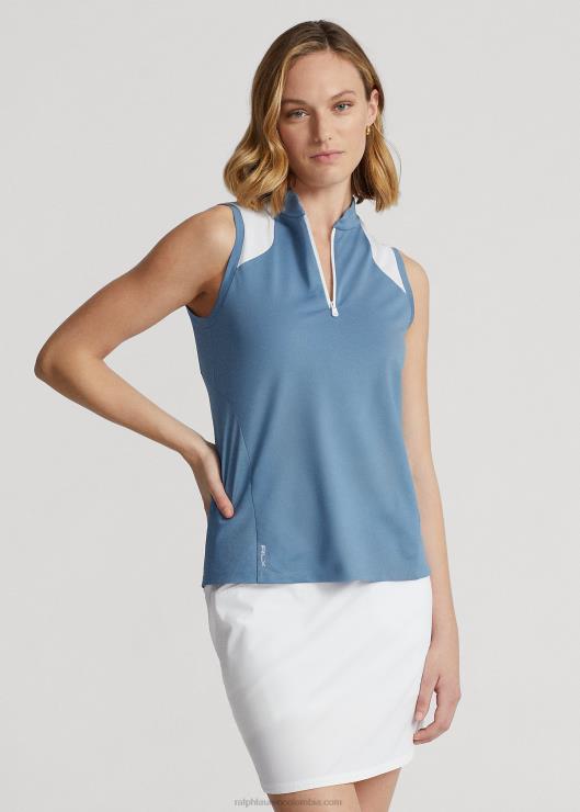 camisa de piqué sin mangas de corte entallado mujer hatteras azul Ralph Lauren 2XR2V3709