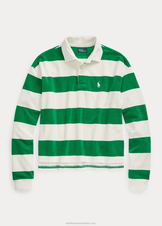 playera de rugby corta a rayas mujer billar/deckwash blanco Ralph Lauren 2XR2V2935