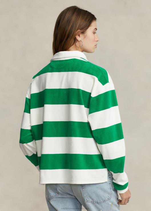 playera de rugby corta a rayas mujer billar/deckwash blanco Ralph Lauren 2XR2V2935