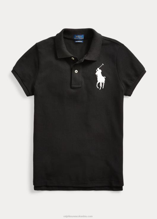 playera tipo polo de corte ajustado con pony grande mujer negro Ralph Lauren 2XR2V4763