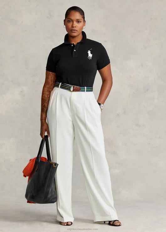 playera tipo polo de corte ajustado con pony grande mujer negro Ralph Lauren 2XR2V4763