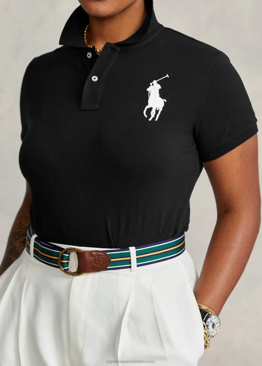 playera tipo polo de corte ajustado con pony grande mujer negro Ralph Lauren 2XR2V4763