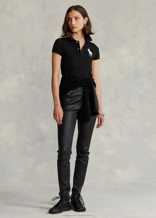playera tipo polo de corte ajustado con pony grande mujer negro Ralph Lauren 2XR2V4763