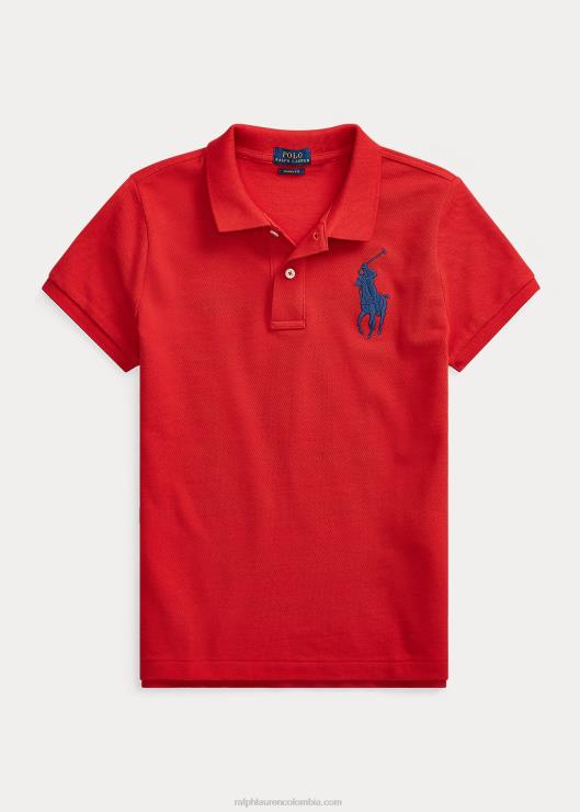 playera tipo polo de corte ajustado con pony grande mujer rojo Ralph Lauren 2XR2V4765