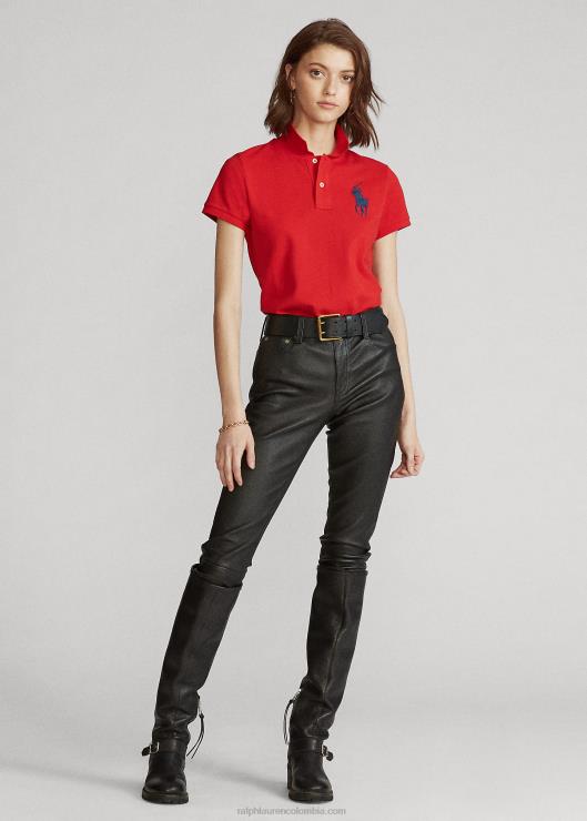 playera tipo polo de corte ajustado con pony grande mujer rojo Ralph Lauren 2XR2V4765