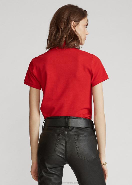 playera tipo polo de corte ajustado con pony grande mujer rojo Ralph Lauren 2XR2V4765