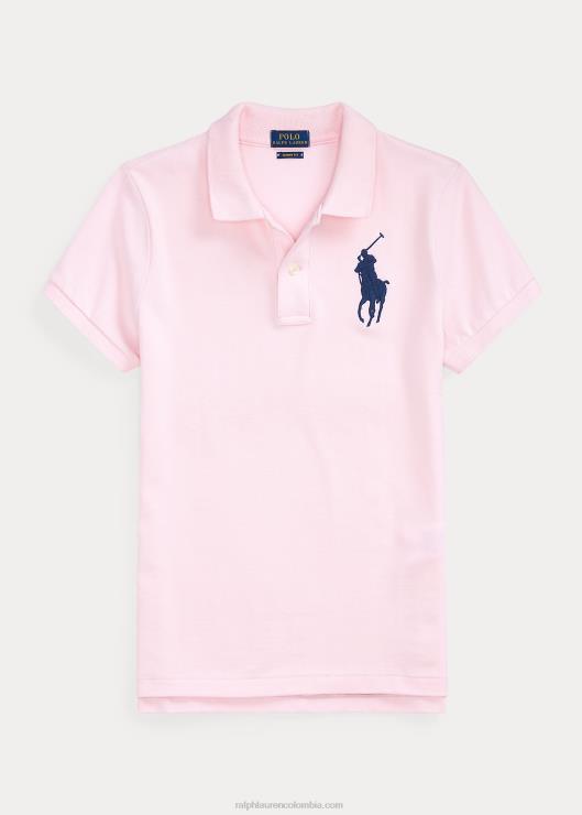 playera tipo polo de corte ajustado con pony grande mujer rosa magenta Ralph Lauren 2XR2V4762