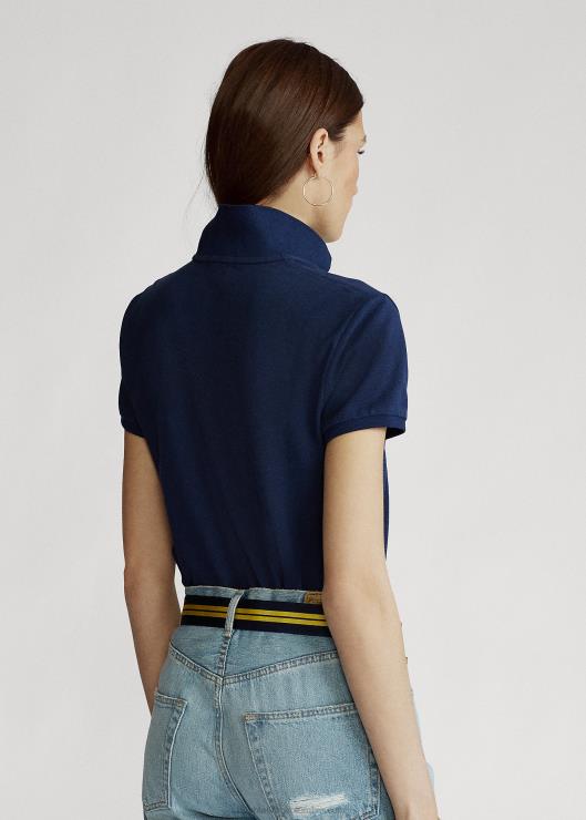 polo de malla de corte clásico mujer Newport azul marino/rojo Ralph Lauren 2XR2V9234