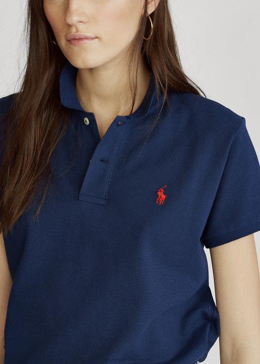 polo de malla de corte clásico mujer Newport azul marino/rojo Ralph Lauren 2XR2V9234