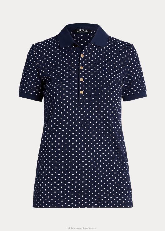 polo de piqué con motivo de lunares mujer azul marino/crema Ralph Lauren 2XR2V4429
