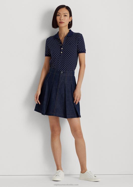 polo de piqué con motivo de lunares mujer azul marino/crema Ralph Lauren 2XR2V4429