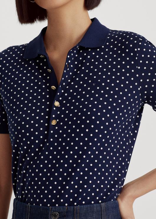 polo de piqué con motivo de lunares mujer azul marino/crema Ralph Lauren 2XR2V4429