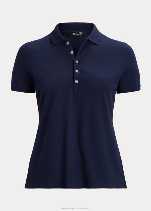 polo de piqué elástico mujer azul marino refinado Ralph Lauren 2XR2V4628