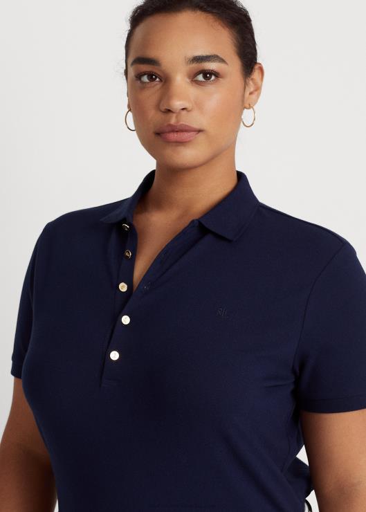 polo de piqué elástico mujer azul marino refinado Ralph Lauren 2XR2V4628