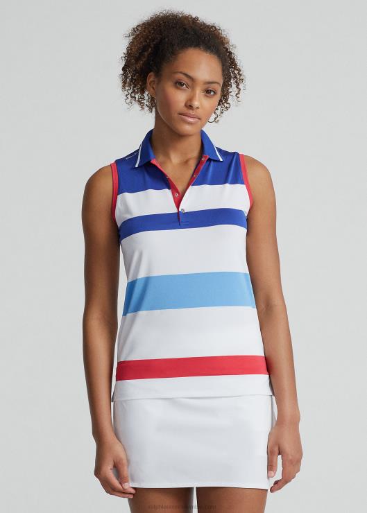 polo sin mangas de corte entallado mujer blanco puro/azul real Ralph Lauren 2XR2V3703