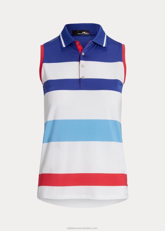 polo sin mangas de corte entallado mujer blanco puro/azul real Ralph Lauren 2XR2V3703