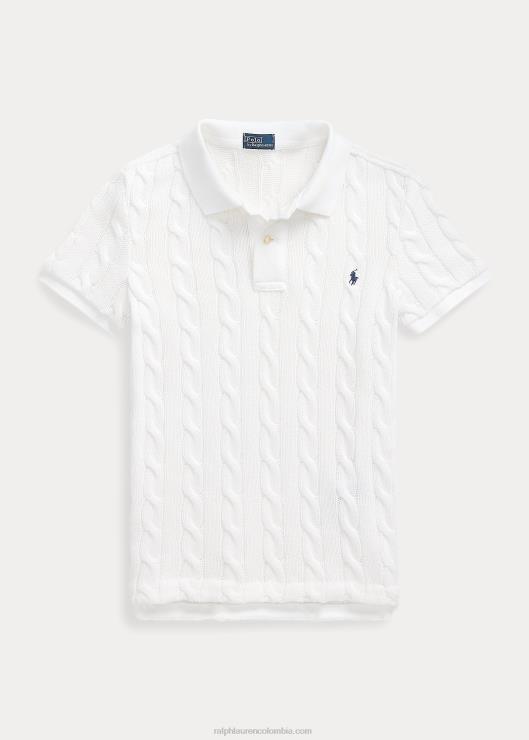 polo slim fit tejido de ochos mujer blanco Ralph Lauren 2XR2V3025