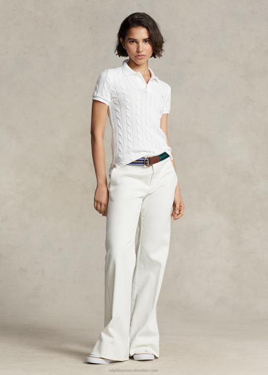 polo slim fit tejido de ochos mujer blanco Ralph Lauren 2XR2V3025