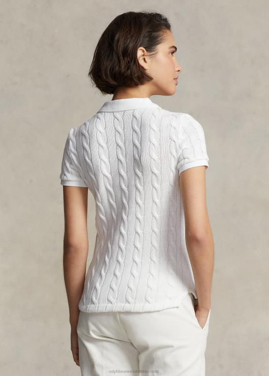 polo slim fit tejido de ochos mujer blanco Ralph Lauren 2XR2V3025