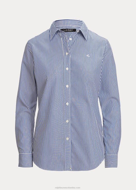 camisa a rayas de algodón de cuidado fácil mujer azul blanco Ralph Lauren 2XR2V4182