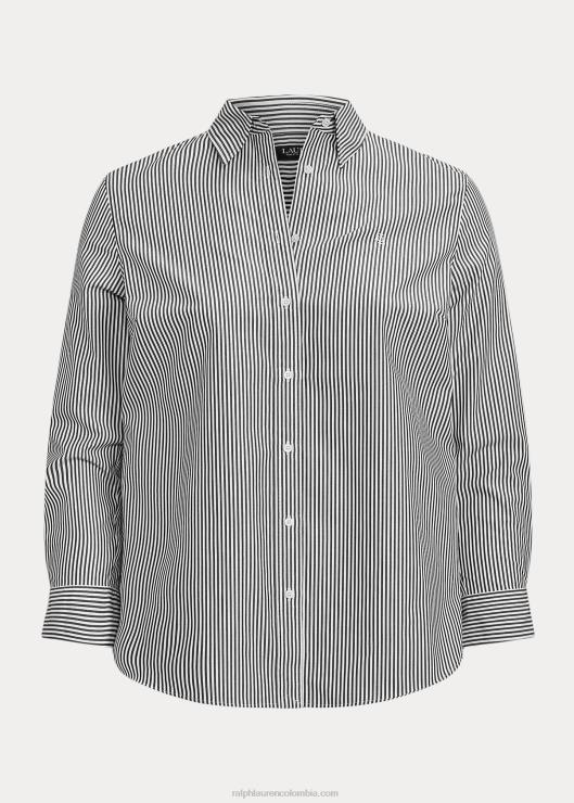 camisa a rayas de algodón de cuidado fácil mujer blanco negro Ralph Lauren 2XR2V4726