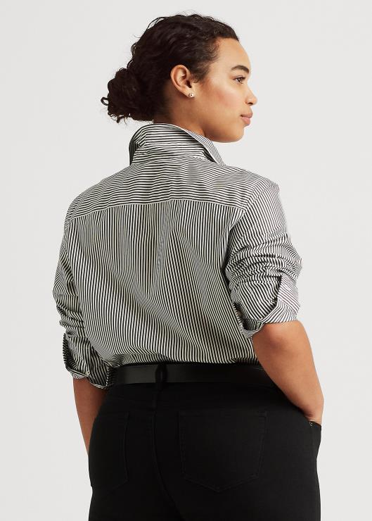 camisa a rayas de algodón de cuidado fácil mujer blanco negro Ralph Lauren 2XR2V4726