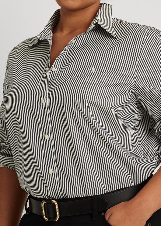 camisa a rayas de algodón de cuidado fácil mujer blanco negro Ralph Lauren 2XR2V4726
