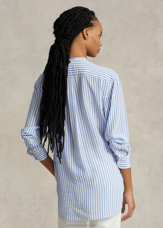 camisa a rayas de corte holgado mujer 1345 blanco/azul Ralph Lauren 2XR2V3212