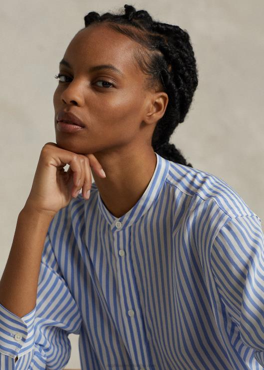 camisa a rayas de corte holgado mujer 1345 blanco/azul Ralph Lauren 2XR2V3212