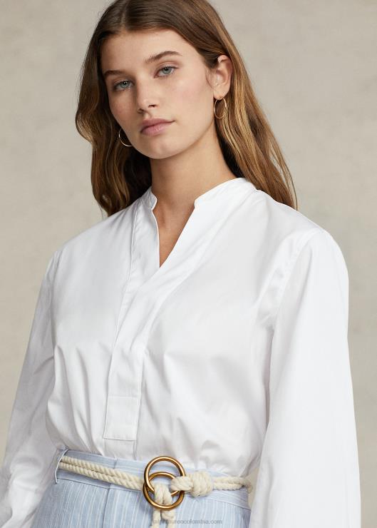 camisa boxy fit de algodón con manga de blusón mujer blanco Ralph Lauren 2XR2V2979