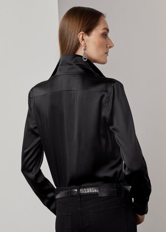 camisa cameron de seda morera elástica mujer negro Ralph Lauren 2XR2V9333